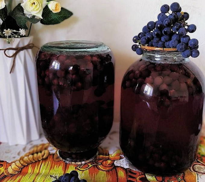 Компот из винограда Изабелла на зиму — 5 рецептов в 3-х литровой банке